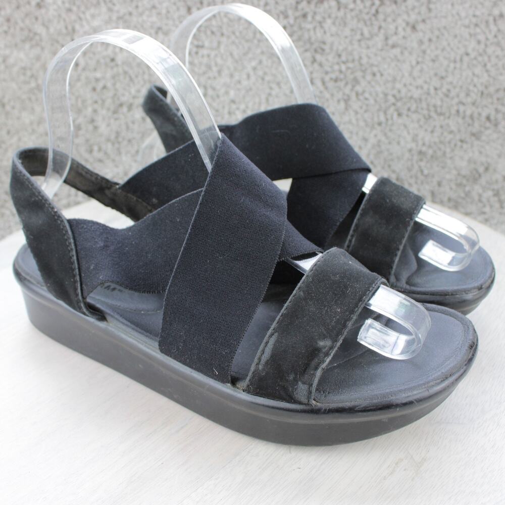 Skechers Luxe Foam Black Elastic Slingback Platform Sandals Womens 6.5